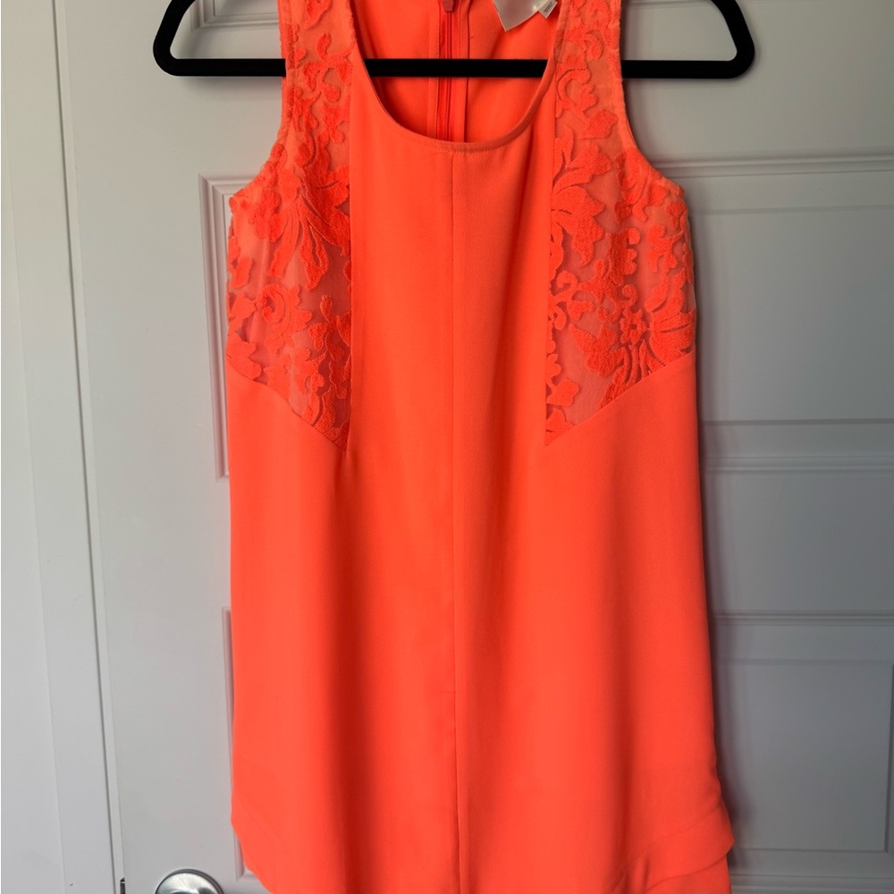 J.O.A. Orange Asymmetrical Embellished Tank Top / Very Mini Dress